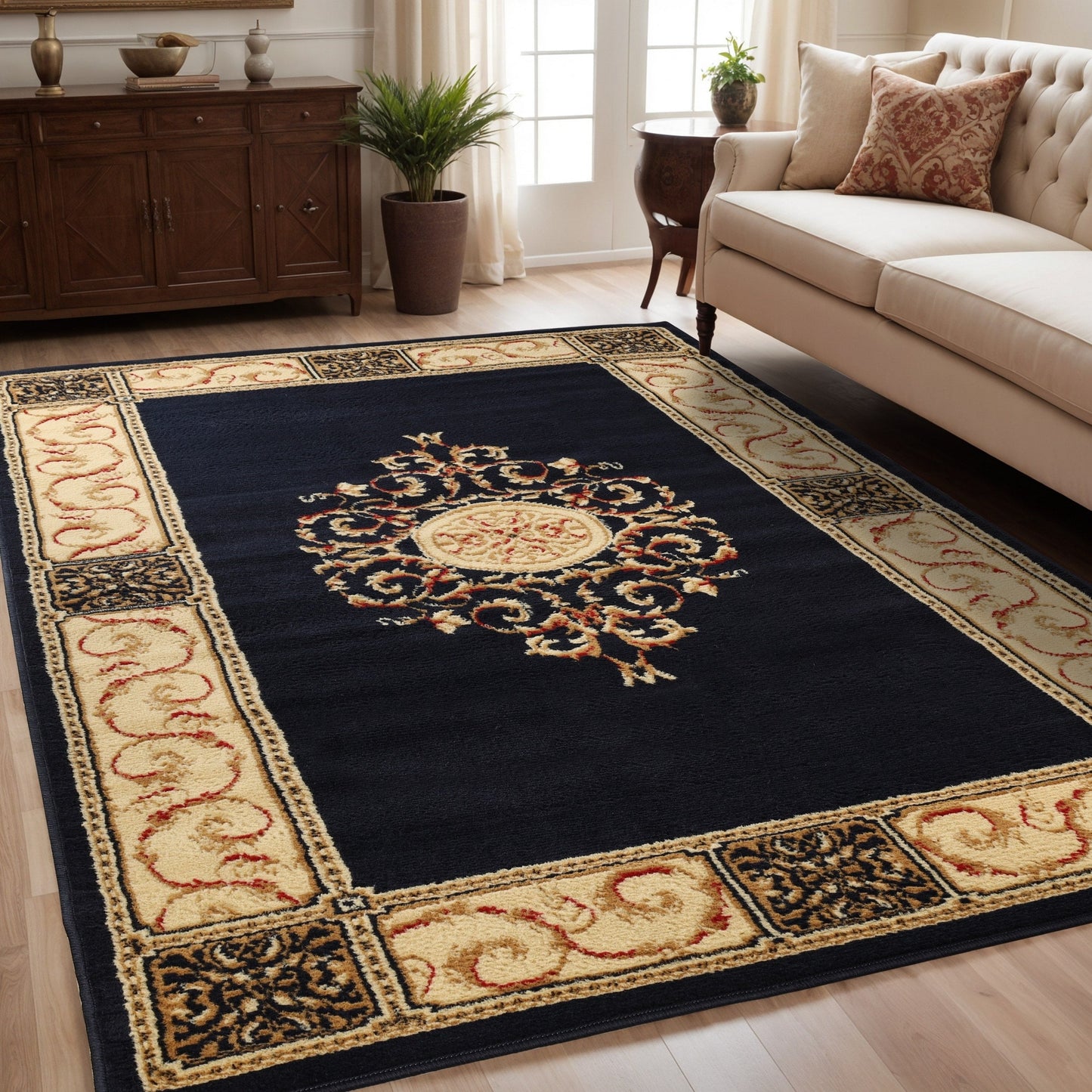 Tapis d'intérieur grand format de style traditionnel de qualité supérieure