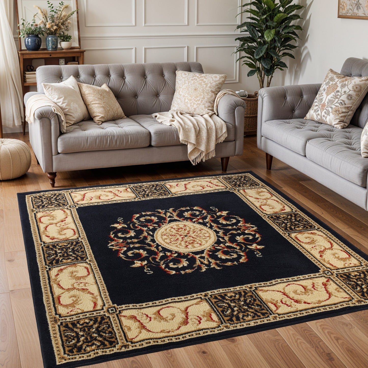 Tapis d'intérieur grand format de style traditionnel de qualité supérieure