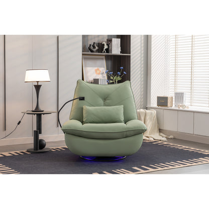Fauteuil inclinable pivotant et électrique avec haut-parleurs Bluetooth, support de téléphone, ports de charge USB et Type-C, rangement dissimulé dans les accoudoirs