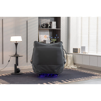 Fauteuil inclinable pivotant et électrique avec haut-parleurs Bluetooth, support de téléphone, ports de charge USB et Type-C, rangement dissimulé dans les accoudoirs