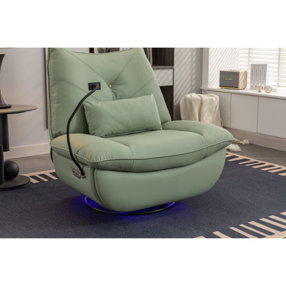 Fauteuil inclinable pivotant et électrique avec haut-parleurs Bluetooth, support de téléphone, ports de charge USB et Type-C, rangement dissimulé dans les accoudoirs