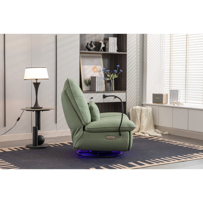 Fauteuil inclinable pivotant et électrique avec haut-parleurs Bluetooth, support de téléphone, ports de charge USB et Type-C, rangement dissimulé dans les accoudoirs