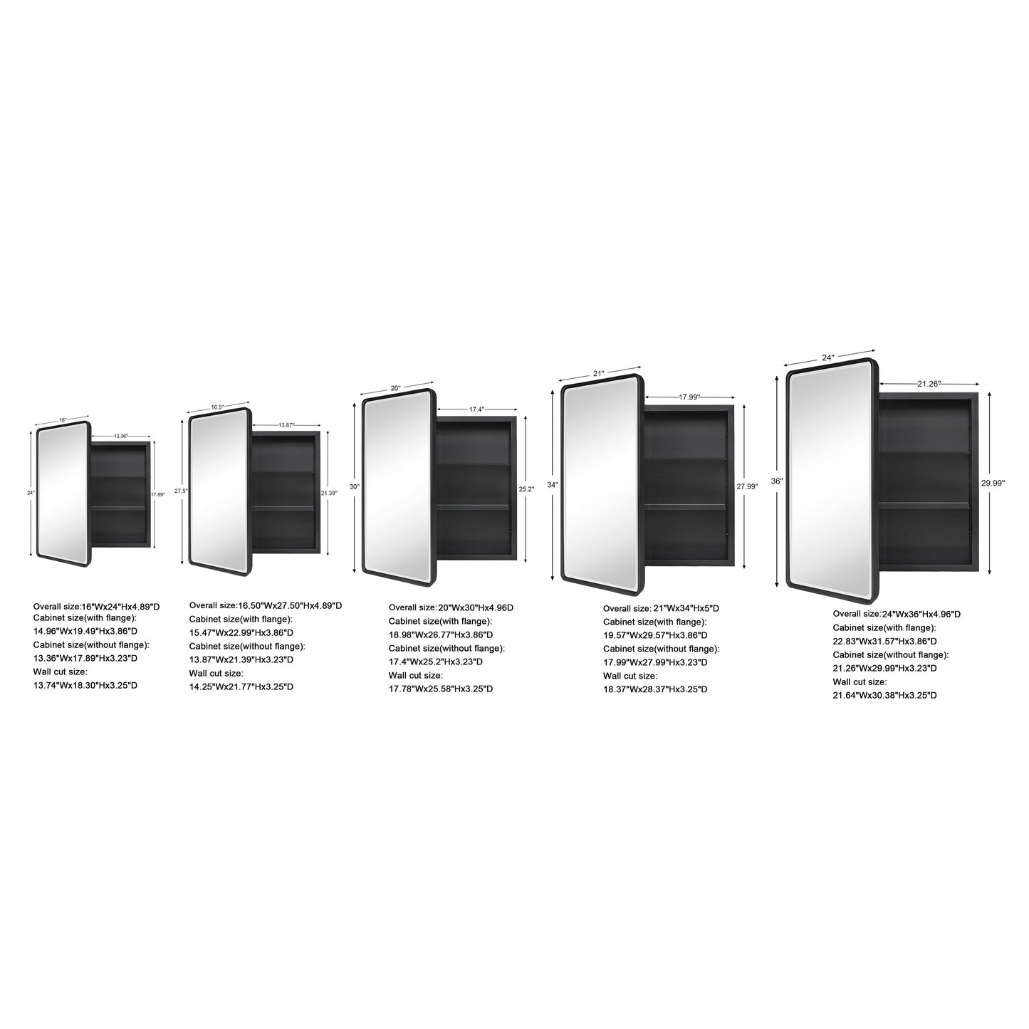 Armoires à pharmacie encastrées en métal avec miroir, style ferme, TEHOME