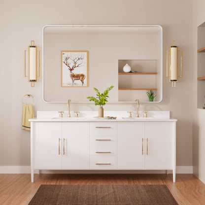 Miroir de salle de bain mural moderne avec cadre en métal TETOTE