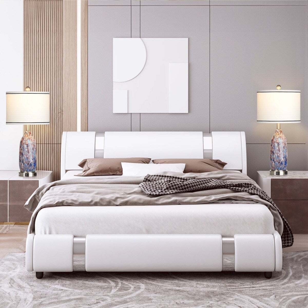 Lampe de table avec veilleuse 2 en 1 en verre indigo, ports de charge, prise secteur, abat-jour tambour, interrupteur tactile (lot de 2)