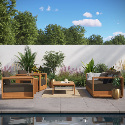 Ensemble de meubles de patio extérieur Tahoe en bois d'acacia, 5 pièces