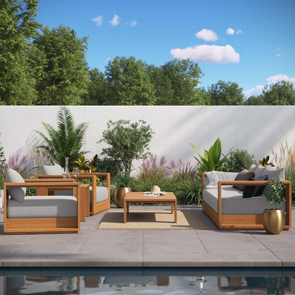 Ensemble de meubles de patio extérieur Tahoe en bois d'acacia, 5 pièces