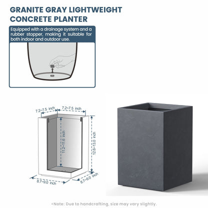 Jardinières rectangulaires en béton de grande taille / Grandes jardinières d'intérieur et d'extérieur