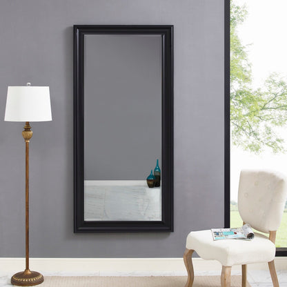 Grand miroir intégral surdimensionné avec cadre en imitation bois lisse, miroir rectangulaire à suspendre au mur