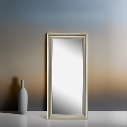 Grand miroir intégral surdimensionné avec cadre en imitation bois lisse, miroir rectangulaire à suspendre au mur