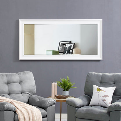 Grand miroir intégral surdimensionné avec cadre en imitation bois lisse, miroir rectangulaire à suspendre au mur