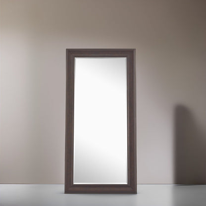 Grand miroir intégral surdimensionné avec cadre en imitation bois lisse, miroir rectangulaire à suspendre au mur