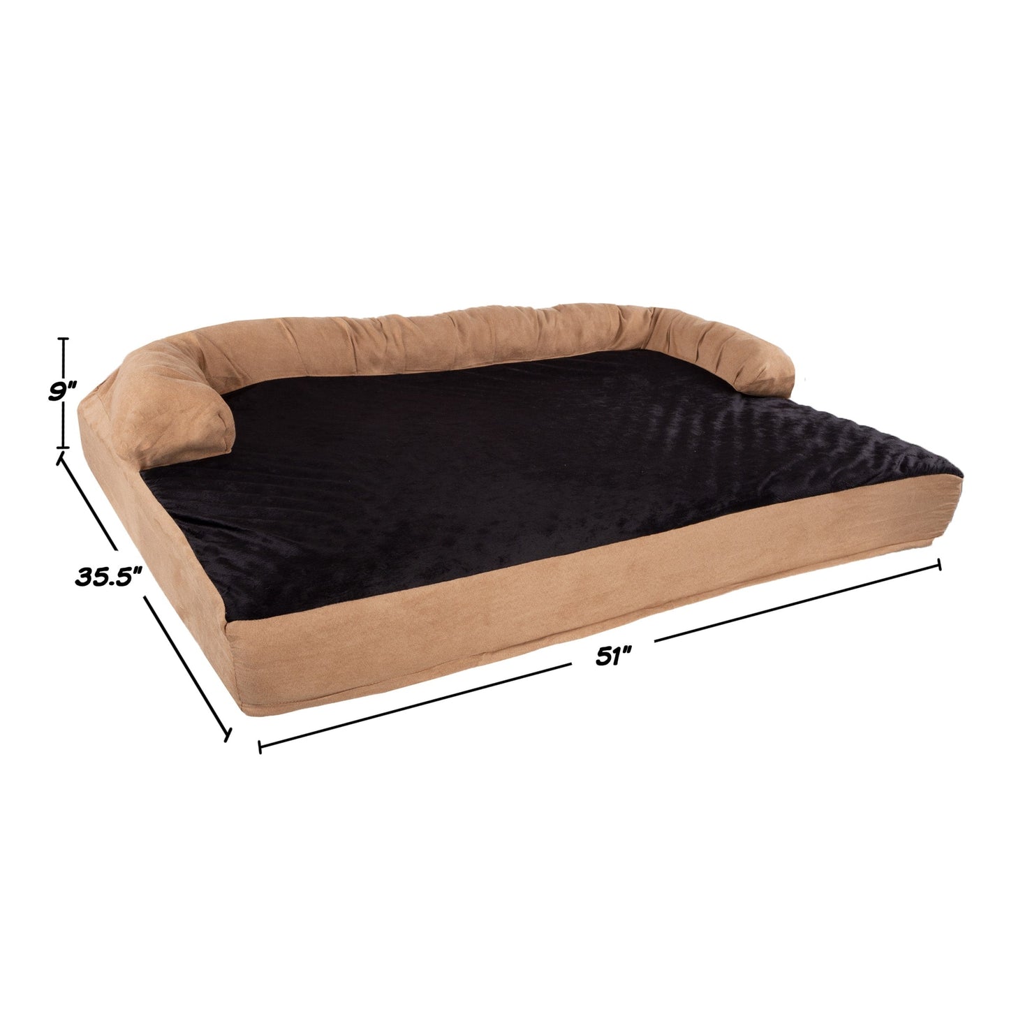 Coussin pour animaux de compagnie beige/noir - Canapé orthopédique 3 couches pour chien avec gel rafraîchissant, mousse à mémoire de forme et coussin cervical