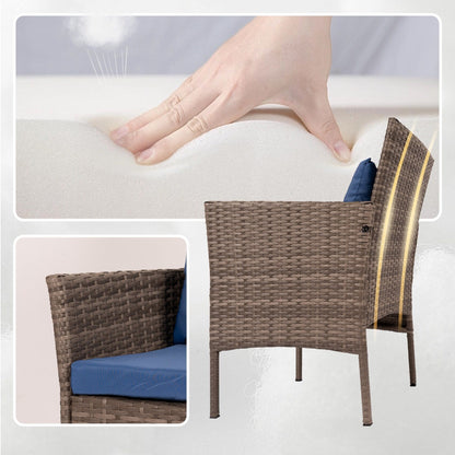 Ensemble de bistrot de conversation 3 pièces pour patio, meubles de conversation d'extérieur, chaises en osier et table de rangement, ensemble de meubles de balcon pour porche