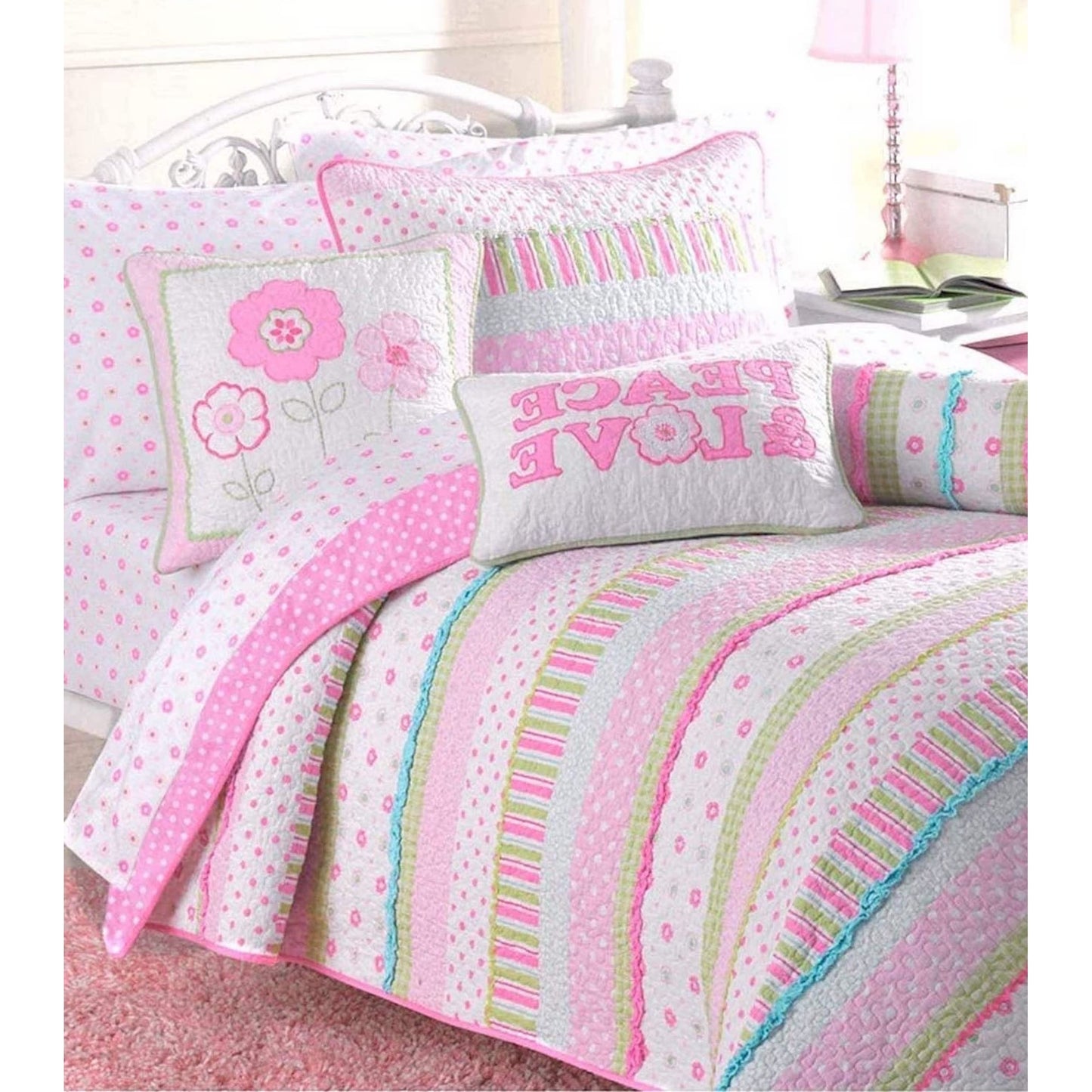 Parure de lit courtepointe en coton rose pastel Taylor &amp; Olive Sunfish