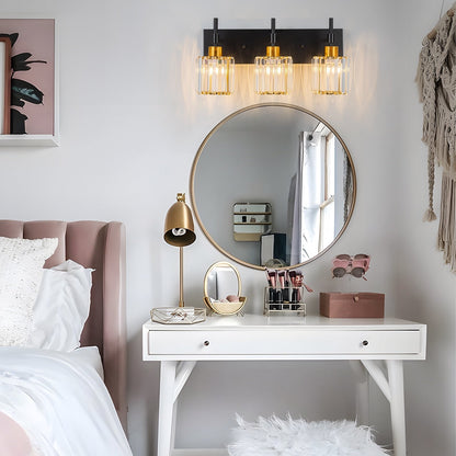 Appliques murales modernes à intensité variable pour salle de bain avec abat-jour en cristal