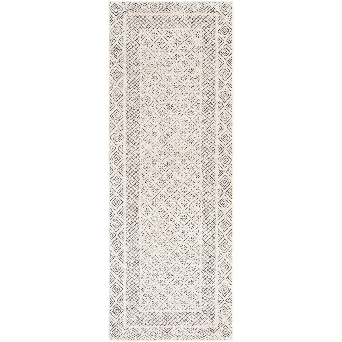 Tapis Livabliss Tiffany gris à bordure bohème