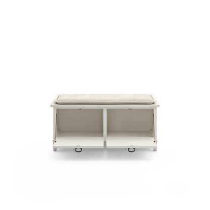 Banc de rangement rembourré en vieille pierre de la grange grise