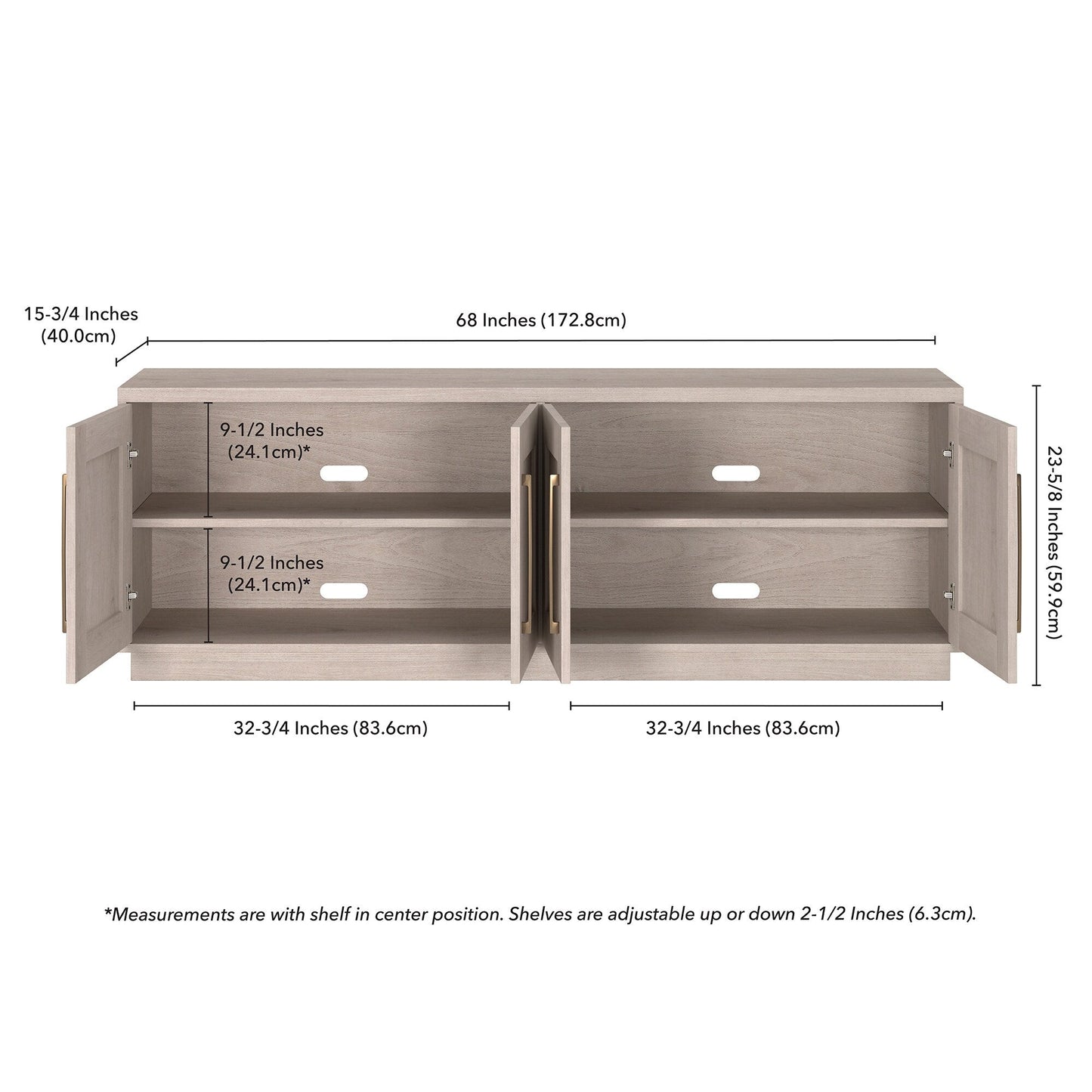 Meuble TV rectangulaire Tillman pour téléviseurs jusqu'à 75