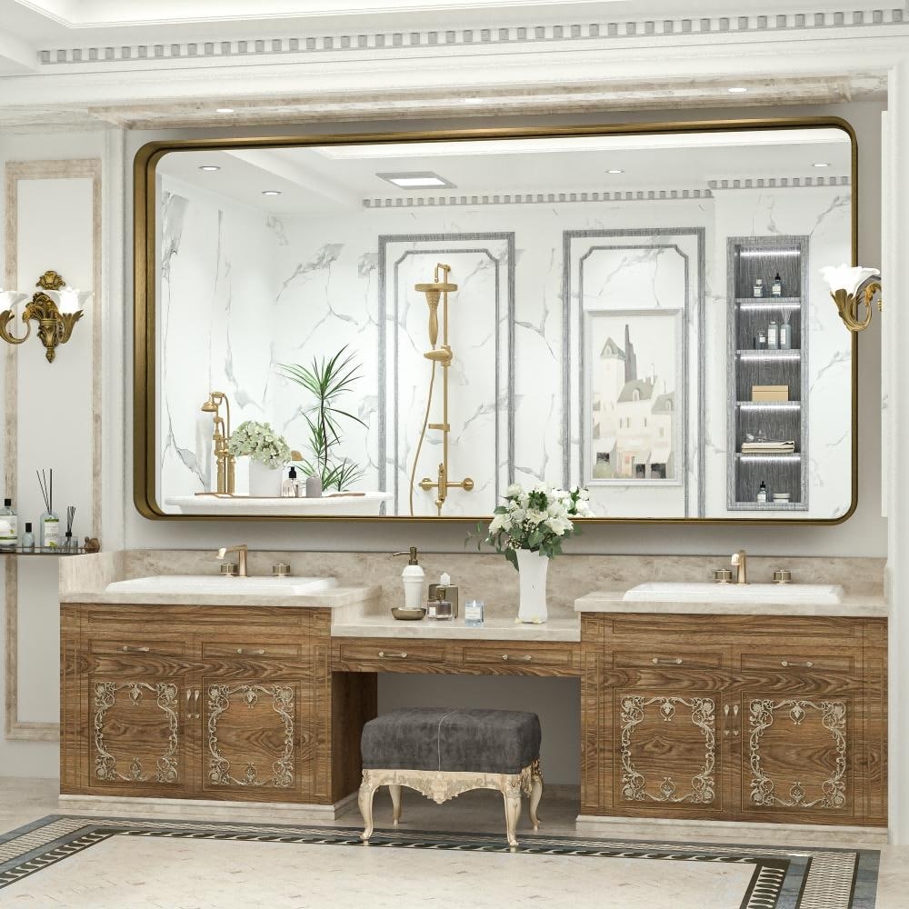 Miroir mural de salle de bain moderne à cadre en métal TokeShimi