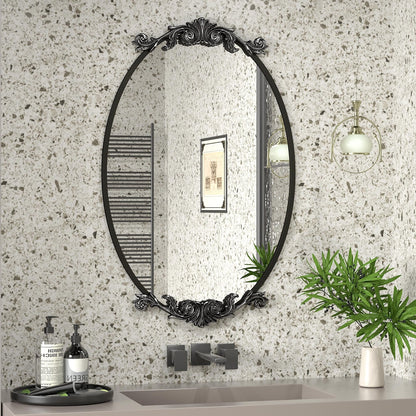 Miroir mural baroque ovale vintage orné