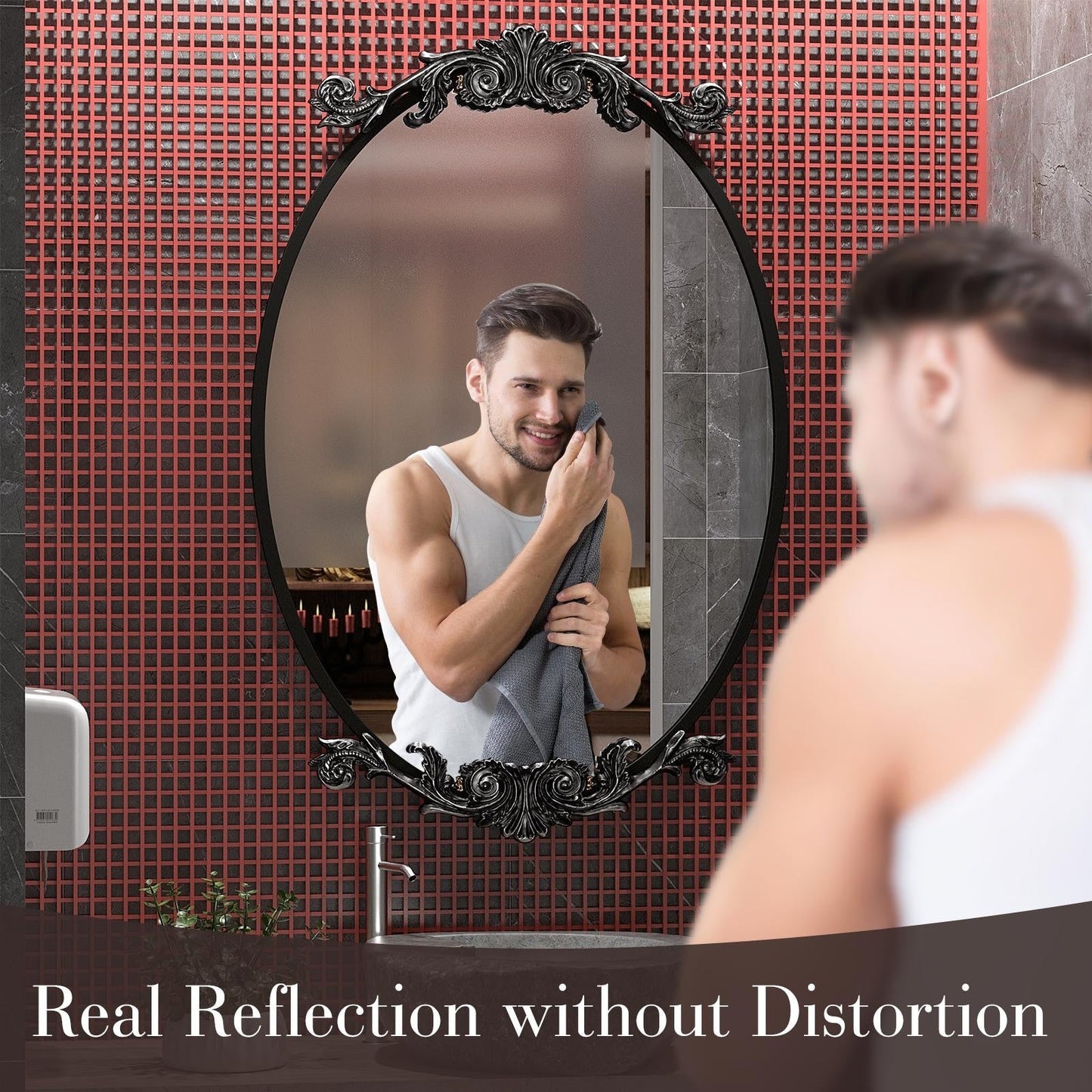 Miroir mural baroque ovale vintage orné