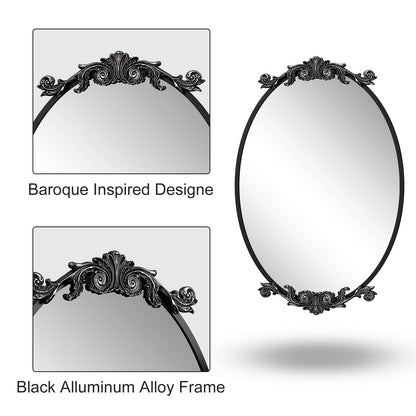 Miroir mural baroque ovale vintage orné