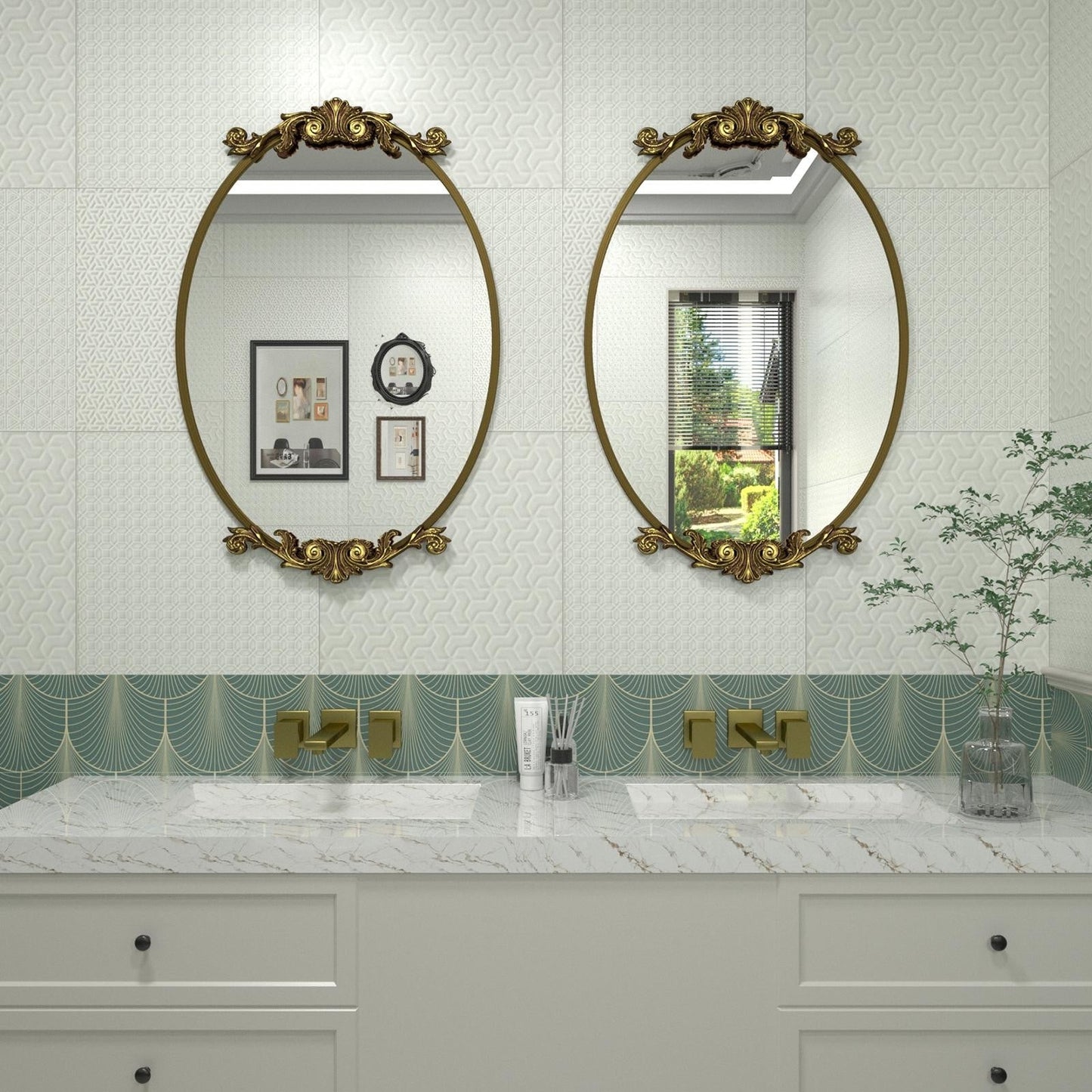 Miroir mural baroque ovale vintage orné