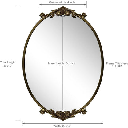Miroir mural baroque ovale vintage orné