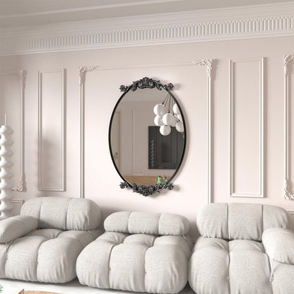Miroir mural baroque ovale vintage orné