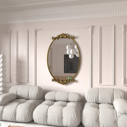 Miroir mural baroque ovale vintage orné