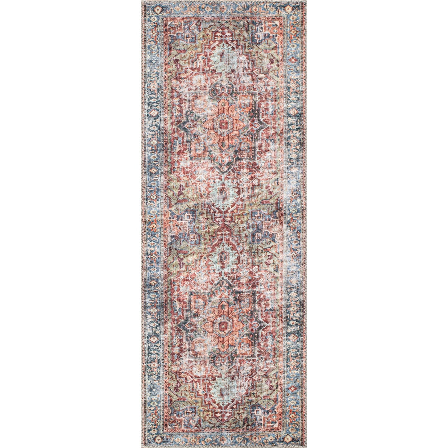 Tapis traditionnel vieilli lavable en machine