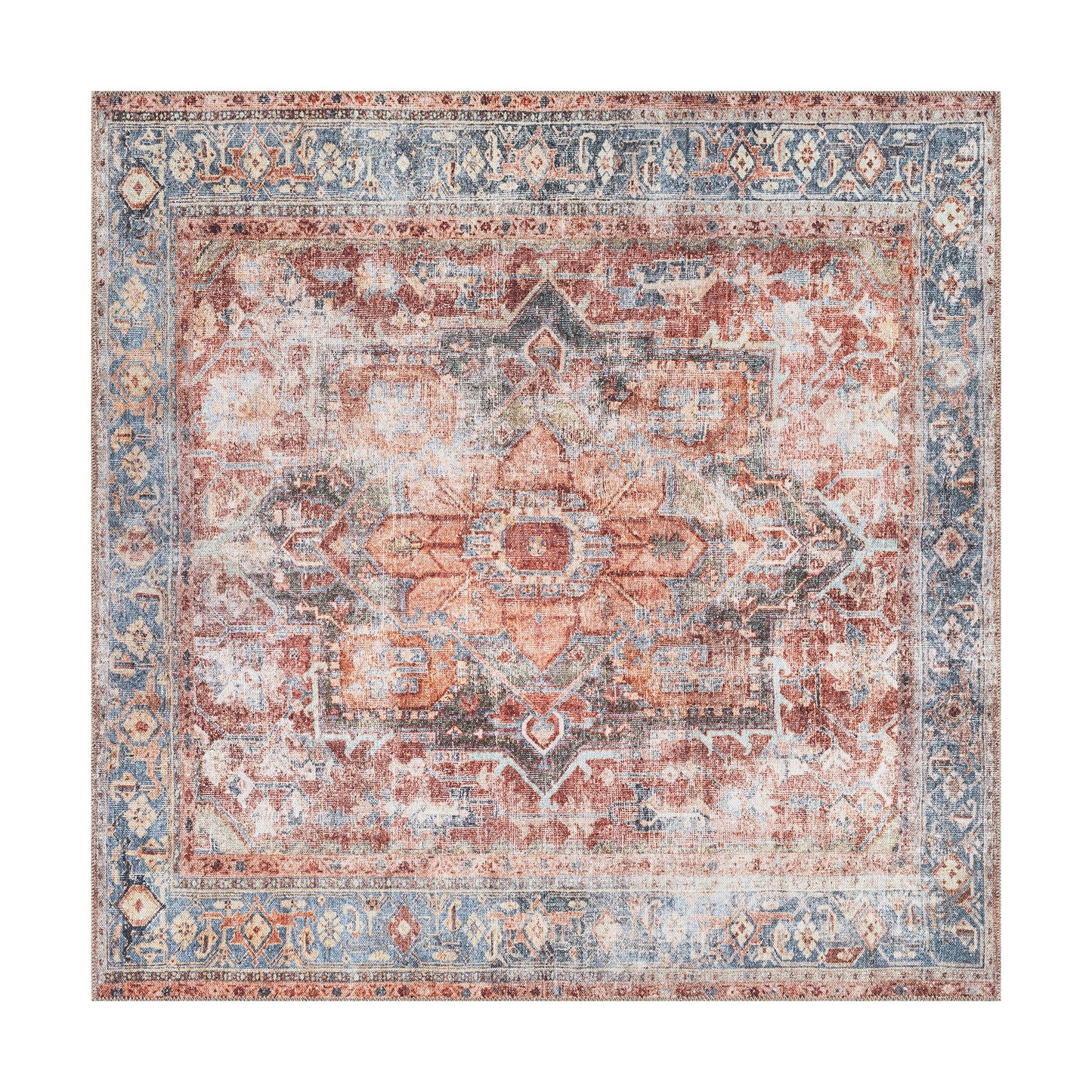 Tapis traditionnel vieilli lavable en machine