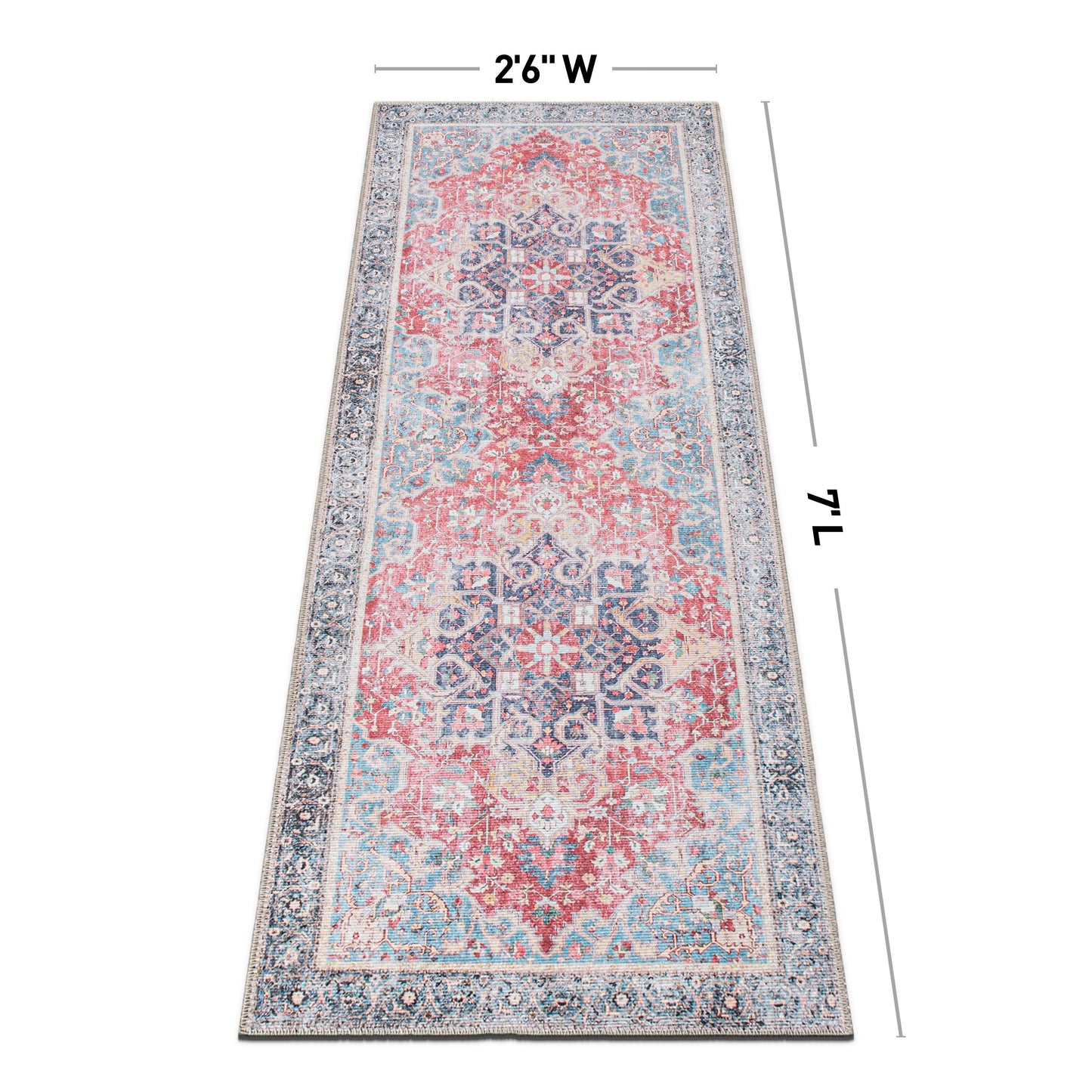 Tapis multi-usages traditionnel vintage vieilli, lavable en machine