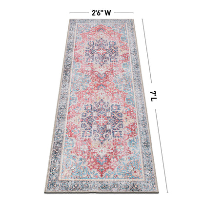 Tapis multi-usages traditionnel vintage vieilli, lavable en machine
