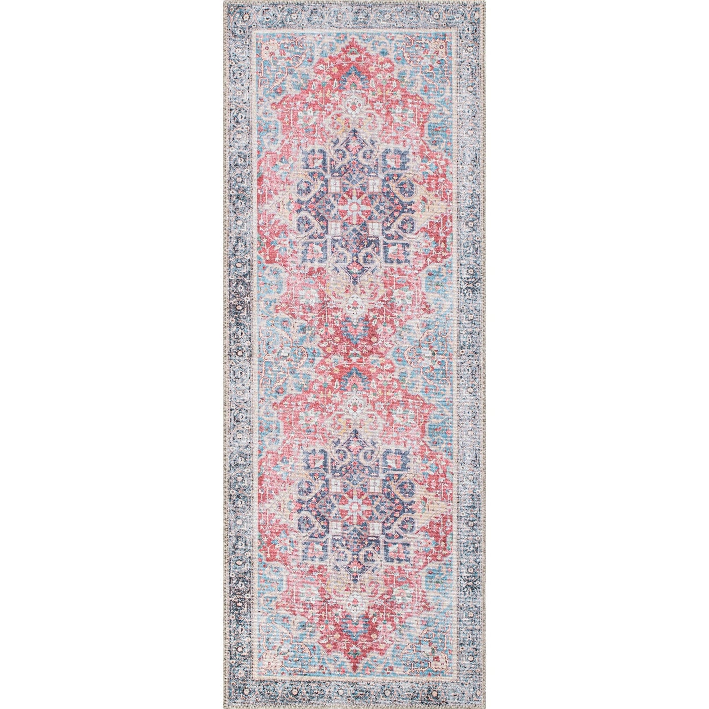 Tapis multi-usages traditionnel vintage vieilli, lavable en machine