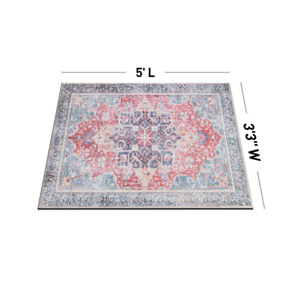 Tapis multi-usages traditionnel vintage vieilli, lavable en machine