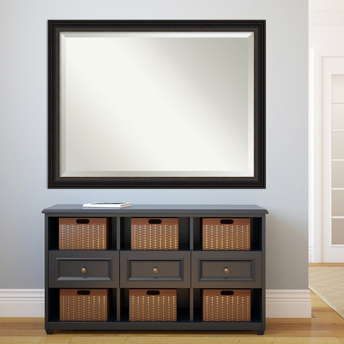 Miroir mural biseauté pour salle de bain - Cadre en bronze huilé Trio - Bronze huilé Trio