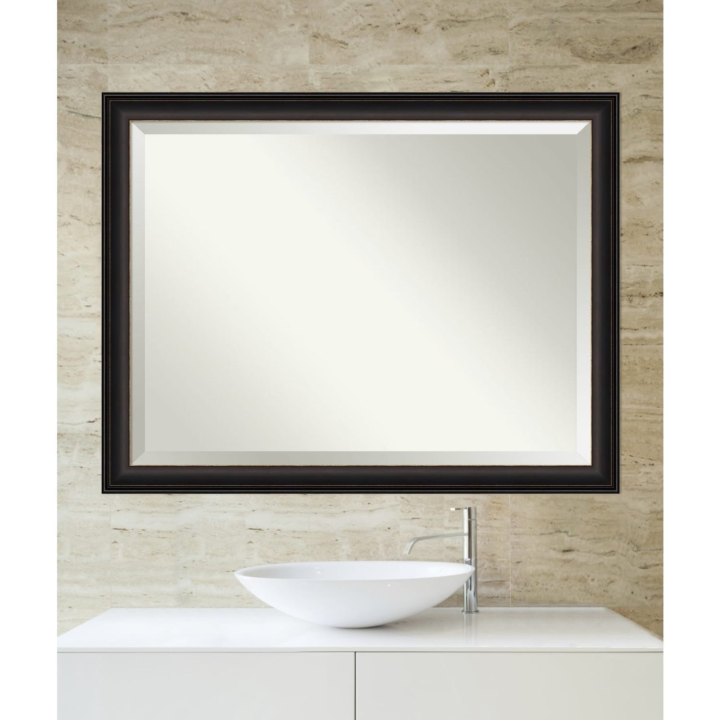 Miroir mural biseauté pour salle de bain - Cadre en bronze huilé Trio - Bronze huilé Trio