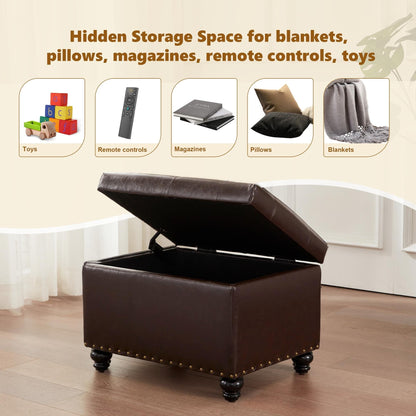 Banc ottoman de rangement capitonné, repose-pieds rectangulaire