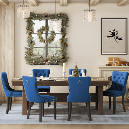 Lot de 6 chaises de salle à manger capitonnées en velours avec pieds en bois massif