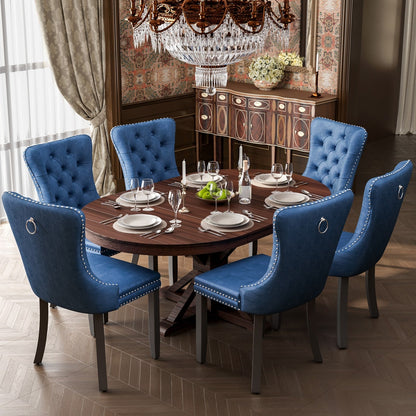 Lot de 6 chaises de salle à manger capitonnées en velours avec pieds en bois massif