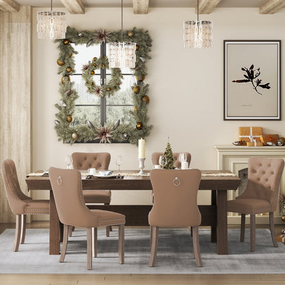 Lot de 6 chaises de salle à manger capitonnées en velours avec pieds en bois massif