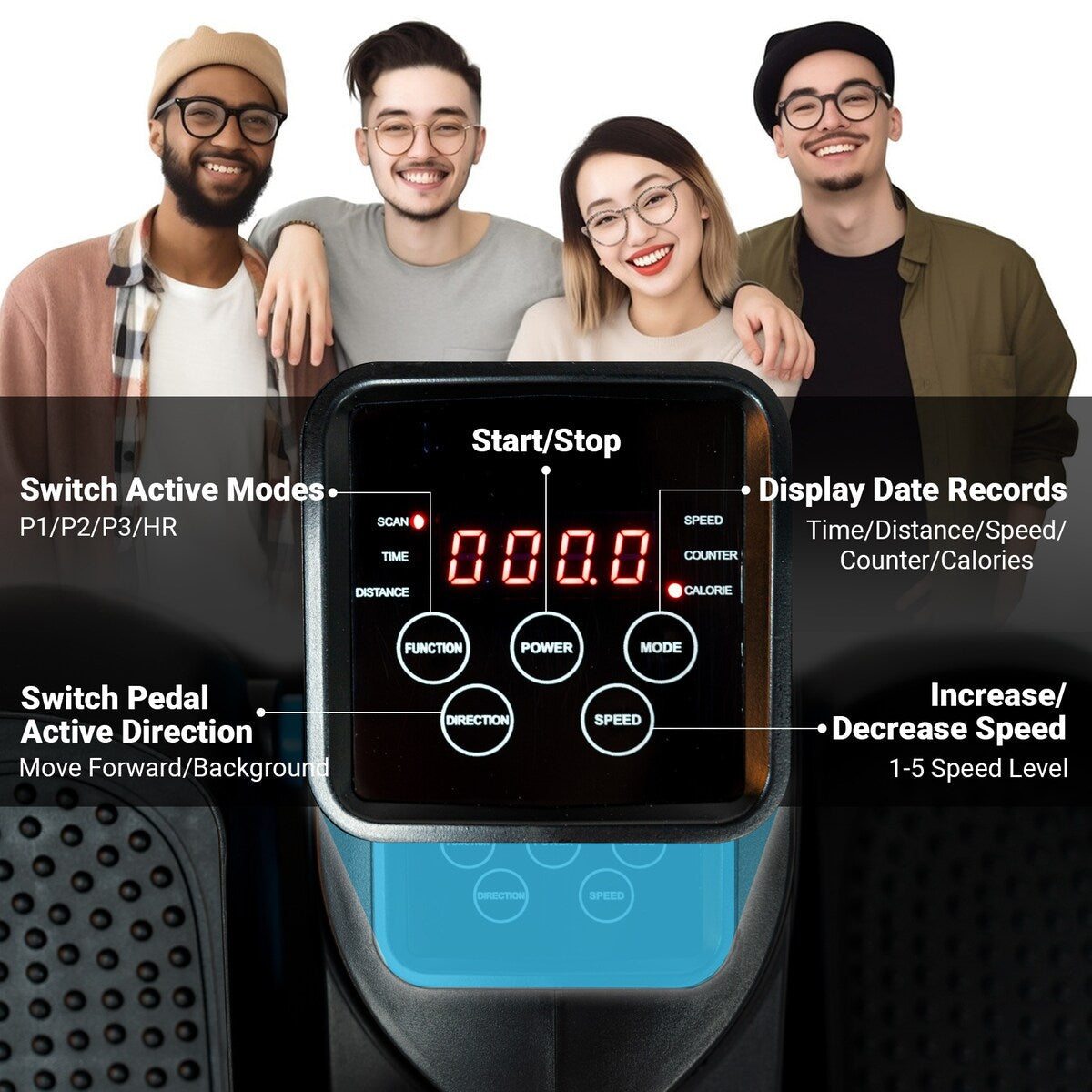 Appareil elliptique de bureau, vélo elliptique avec télécommande, pédalier assis pour seniors, adultes et adolescents