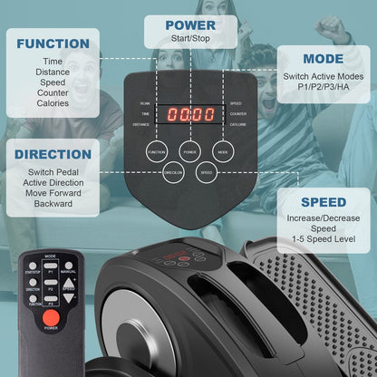 Appareil elliptique de bureau, vélo elliptique avec télécommande, pédalier assis pour seniors, adultes et adolescents