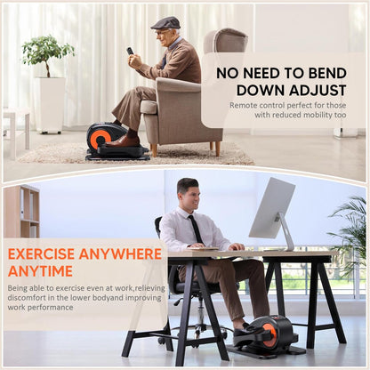 Appareil elliptique de bureau, vélo elliptique avec télécommande, pédalier assis pour seniors, adultes et adolescents