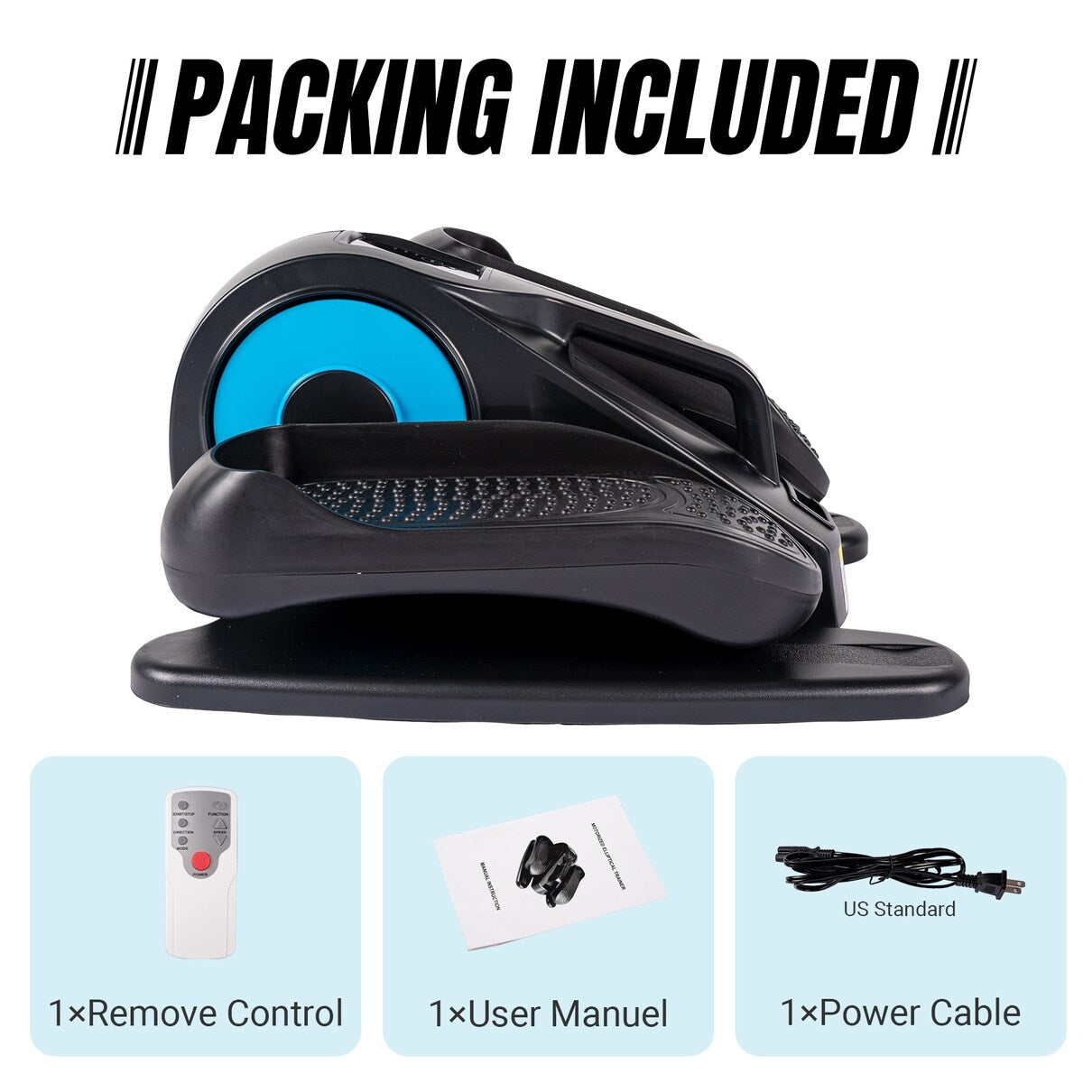 Appareil elliptique de bureau, vélo elliptique avec télécommande, pédalier assis pour seniors, adultes et adolescents