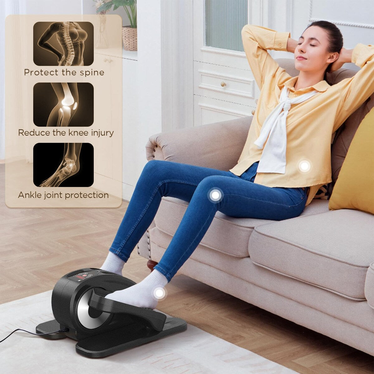 Appareil elliptique de bureau, vélo elliptique avec télécommande, pédalier assis pour seniors, adultes et adolescents