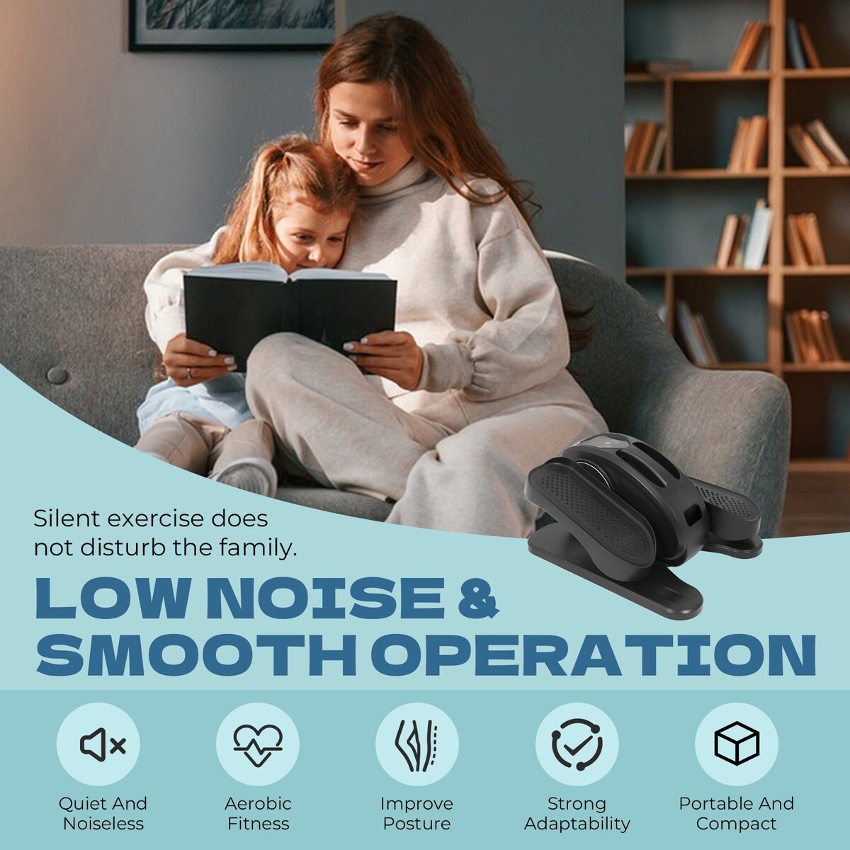 Appareil elliptique de bureau, vélo elliptique avec télécommande, pédalier assis pour seniors, adultes et adolescents