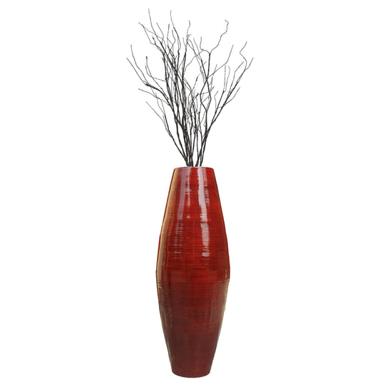 Vase de sol cylindrique en bambou de grande taille, décoration idéale pour les halls d'hôtel et les spas. Décoration parfaite pour le salon ou le couloir.